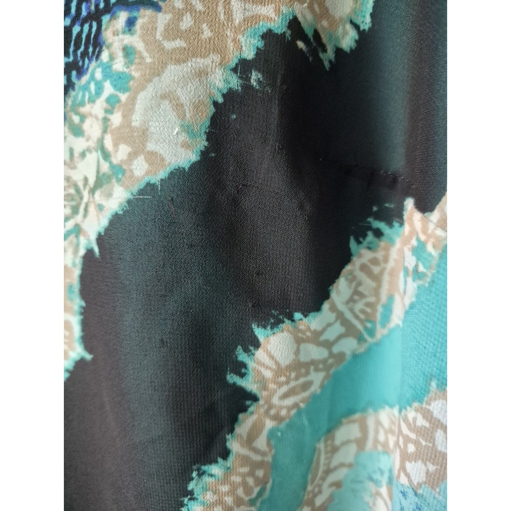 Dana Buchman Women's Short Sleeve Double‎ Layer Top Aqua/Black Round Neck Size L - Picture 6 of 7